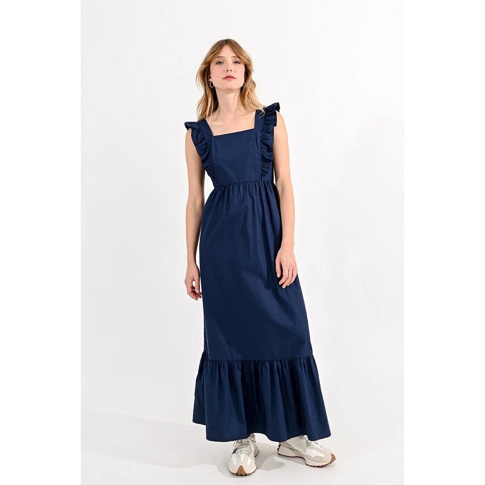 MOLLY BRACKEN RUFFLED SQUARE NECKLINE‎ LONG DRESS